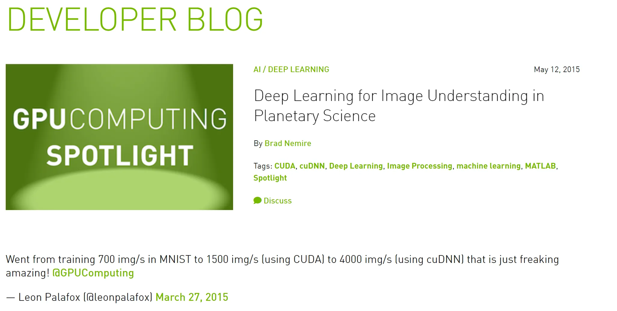 León Palafox interviewed by NVIDIA about MarsNet and machine learning for planetary sciences